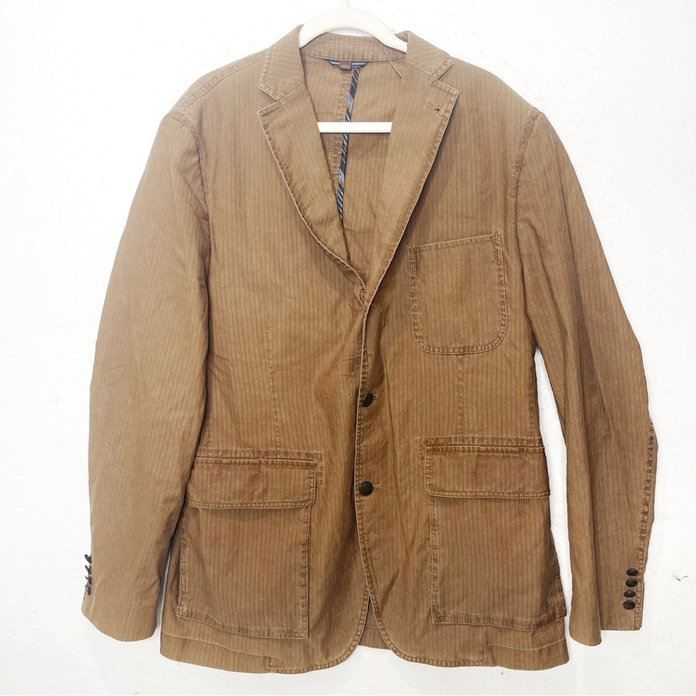 Kroon Tyrell Cotton Linen Blend Brown Double Vented 42L Blazer Jacket Sport Coat